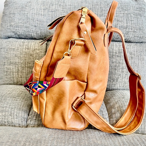 Faux Leather Convertible Purse-Tan - Picture 4 of 8